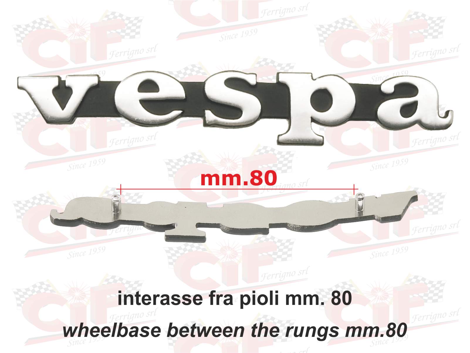 5750 targhetta -vespa- interasse piolini 80 mm (r.o. 152541)