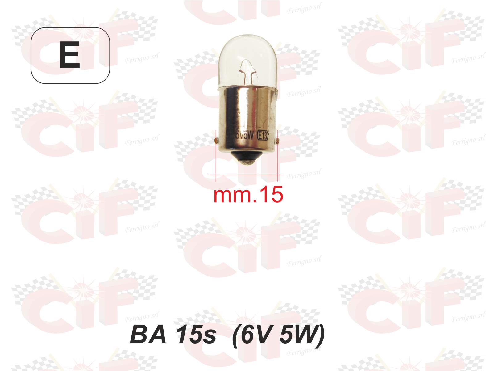 1414 lampadina ba15s 6 volts - 5 watt luce posizione anteriore e posteriore