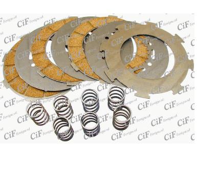 5585-c serie dischi frizione completo cif con 4 sugheri + 3 dischi acciaio + 7 molle rinforzate - vespa px - pe 200 - 125 t5 - rally 200 