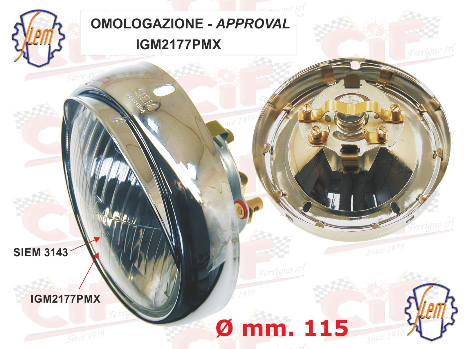 1720-or faro fanale anteriore originale siem vespa 150 vb1t - gs 150 (r.o. 025793)