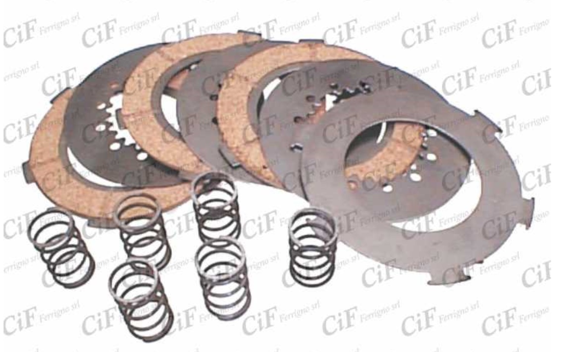 5586-c serie dischi frizione cif con 4 dischi in sughero + 3 dischi in ferro + 6 molle rinforzate - piaggio vespa px 125 - 150 - sprint