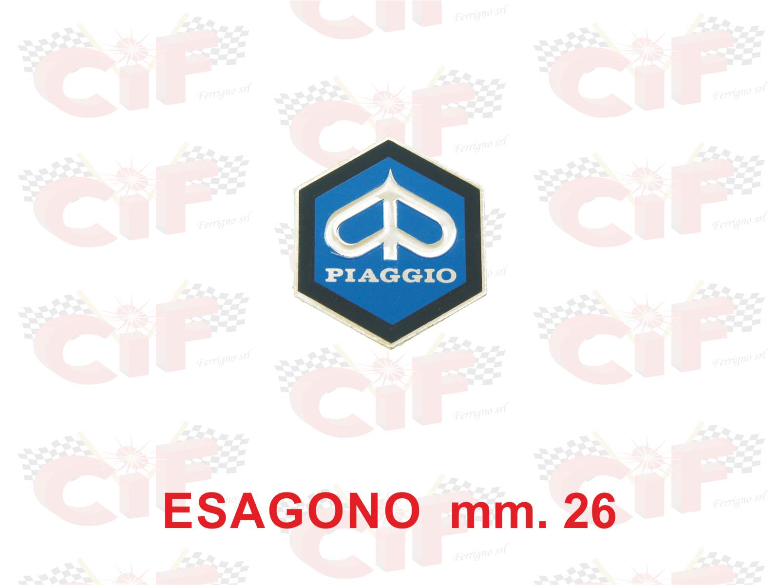 foto 5778 TARGHETTA ADESIVA FREGIO SCUDETTO ADESIVO STEMMA EMBLEMA IN ALLUMINIO PIAGGIO VESPA ESAGONALE 26MM