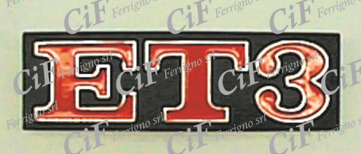 foto 5762 TARGHETTA SCRITTA SCUDETTO EMBLEMA FREGIO *ET3* PER PARTE POSTERIORE PIAGGIO VESPA PRIMAVERA ET3 125 (R.O. 158562)