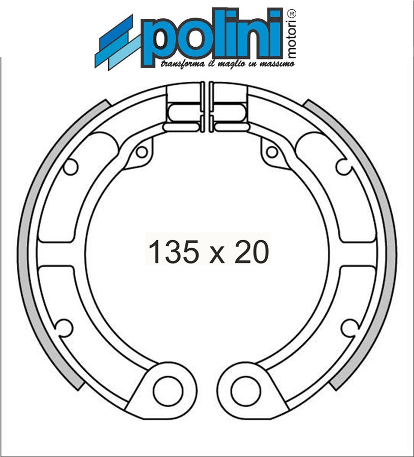 coppia ganasce freno posteriori polini  - piaggio vespa 50 misure 135 x 20mm 176.0130