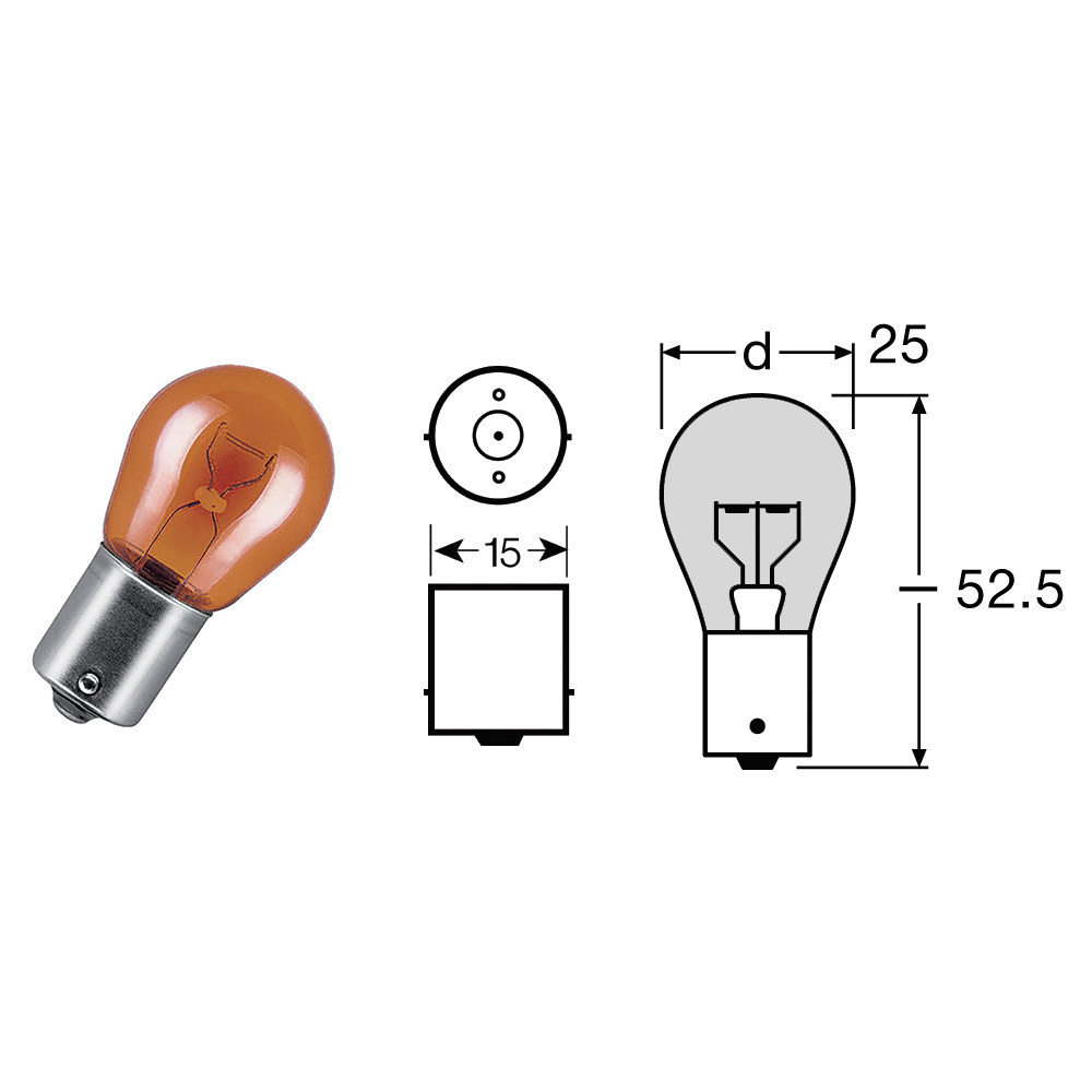 lampadina 12 volts - 21 watts mandelli bcr arancione p21w ba15s ad 1 luce 404200755