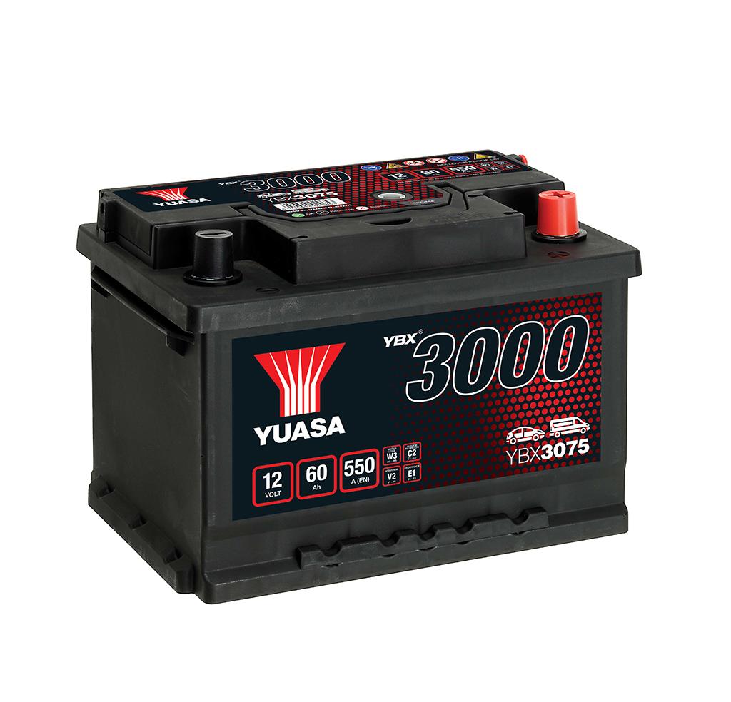 ybx3075 batteria auto yuasa 12volts 60ah 550a positivo destro- lunghezza 243 x larghezza 175 x altezza 175mm