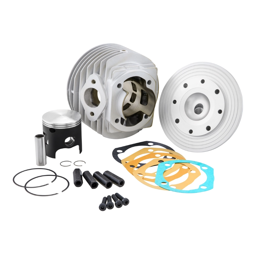 001905-f2 kit gruppo termico cilindro vmc et6 in alluminio piaggio vespa special-pk 125 primavera-et3 d.58mm 135cc corsa 51mm testata cnc candela laterale